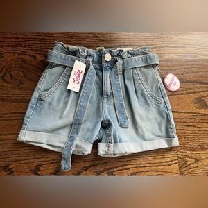 Justice girls belted denim shorts Sz. 7 NWT